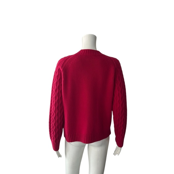 $395 Weekend MaxMara Fuchsia Pink Carpazi Cable Knit Sweater Size Medium - Picture 5 of 7